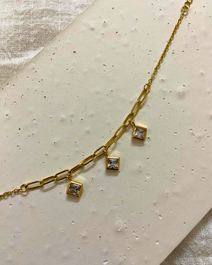 Crystal Charm Bracelet 18K Gold Plated