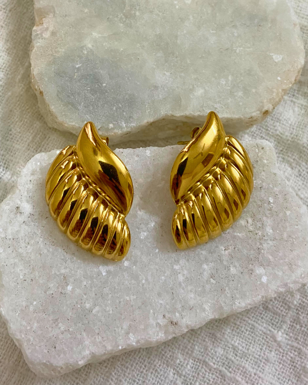 Gold Conch Studs 18K Gold Plated