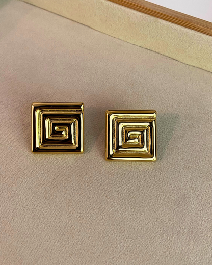 Riddle Statement Studs- 18K Gold Plated