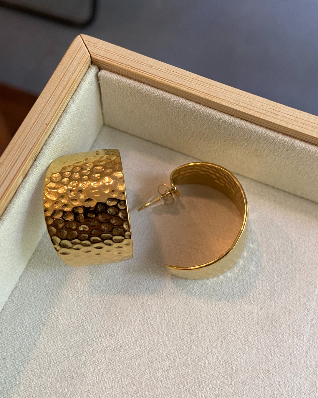 Gold Molten J Hoops- 18K Gold Plated