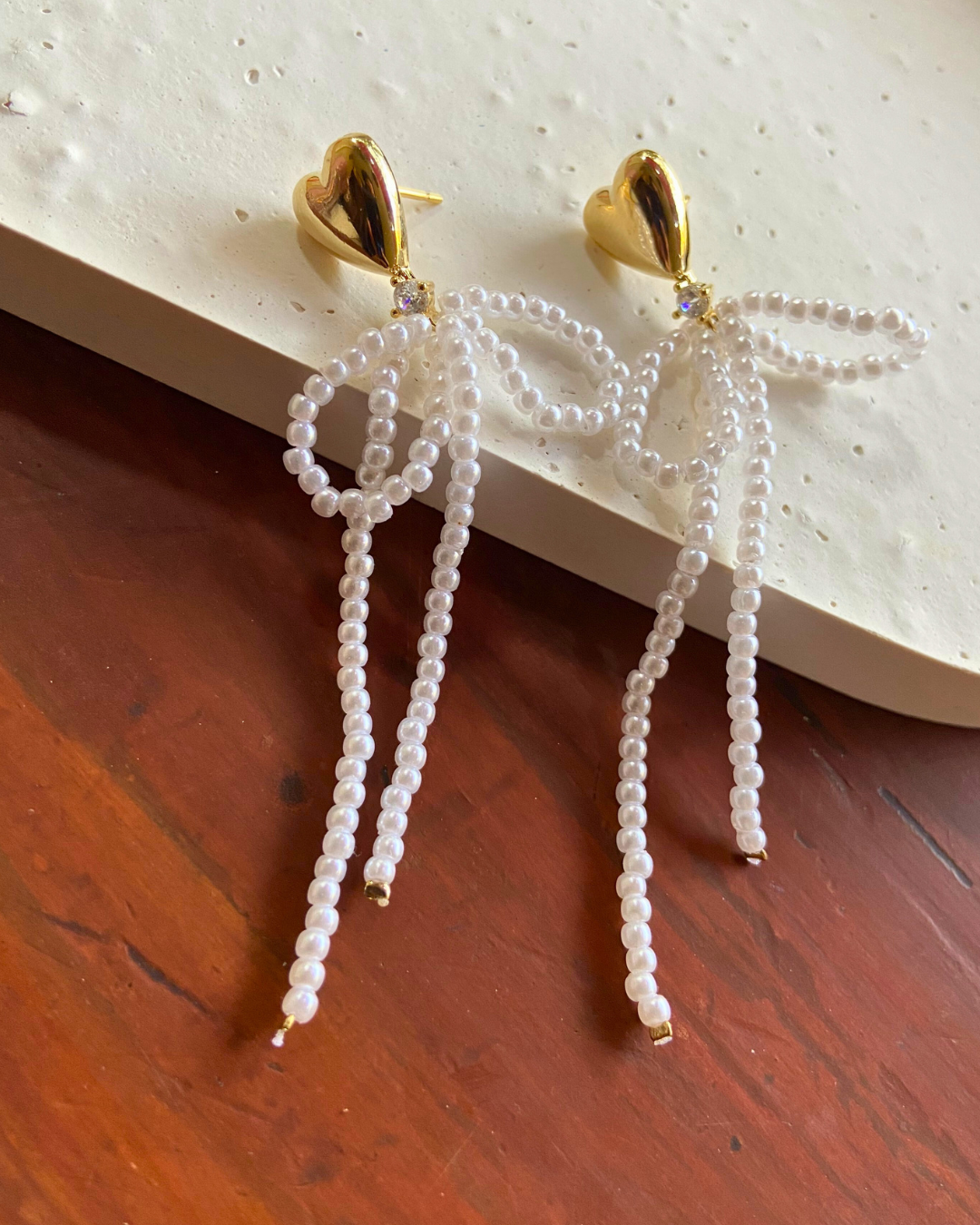 Bowkissed Pearl Earrings 18K Gold Plated