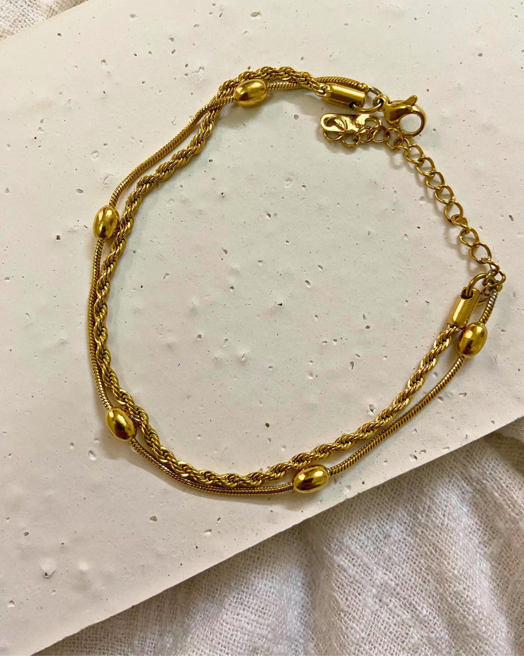 Twin Pleats Bracelet 18K Gold Plated