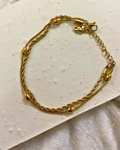 Twin Pleats Bracelet 18K Gold Plated