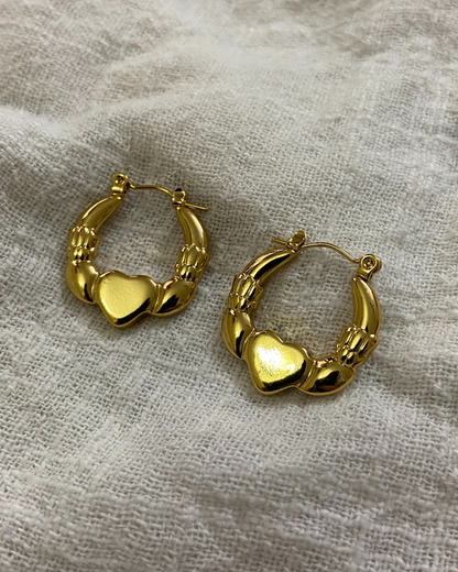 Twinkle Heart Hoops- 18K Gold Plated