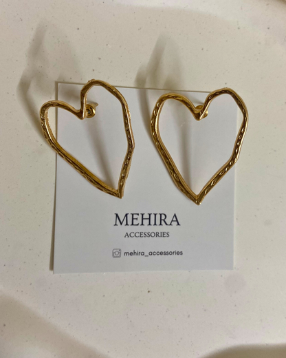 Heart Outline Earrings- 18K Gold Plated