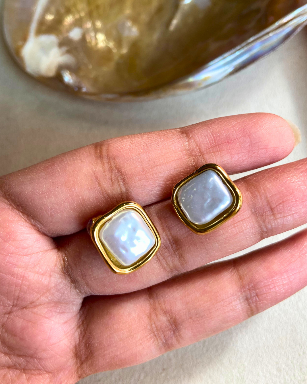 Freshwater Pearl Studs- 18K Gold Plated