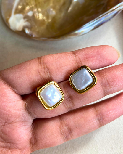 Freshwater Pearl Studs- 18K Gold Plated