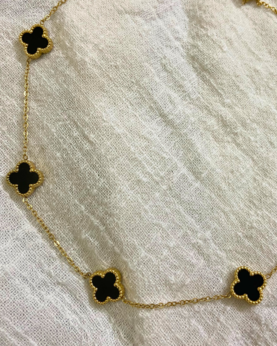 Black Clover Necklace- 18K Gold Plated
