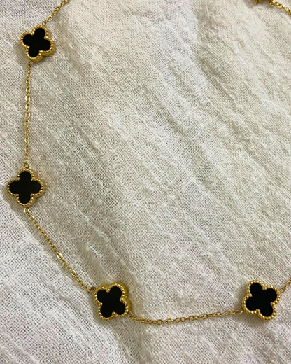Black Clover Necklace- 18K Gold Plated