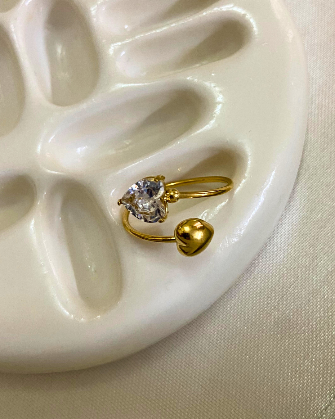 Minimal Heart Duo Ring- Adjustable