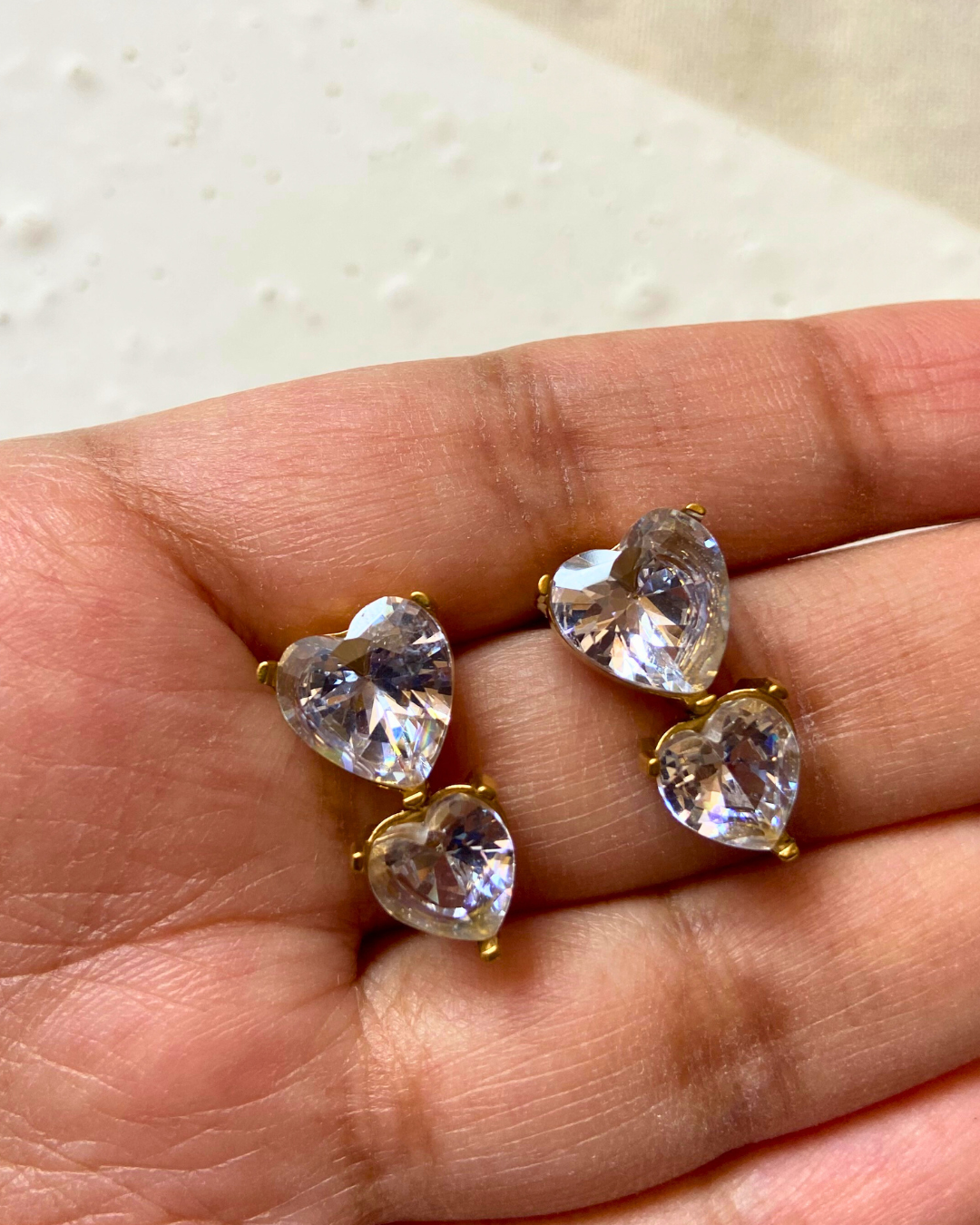 Duo Heart Solitaire Earrings