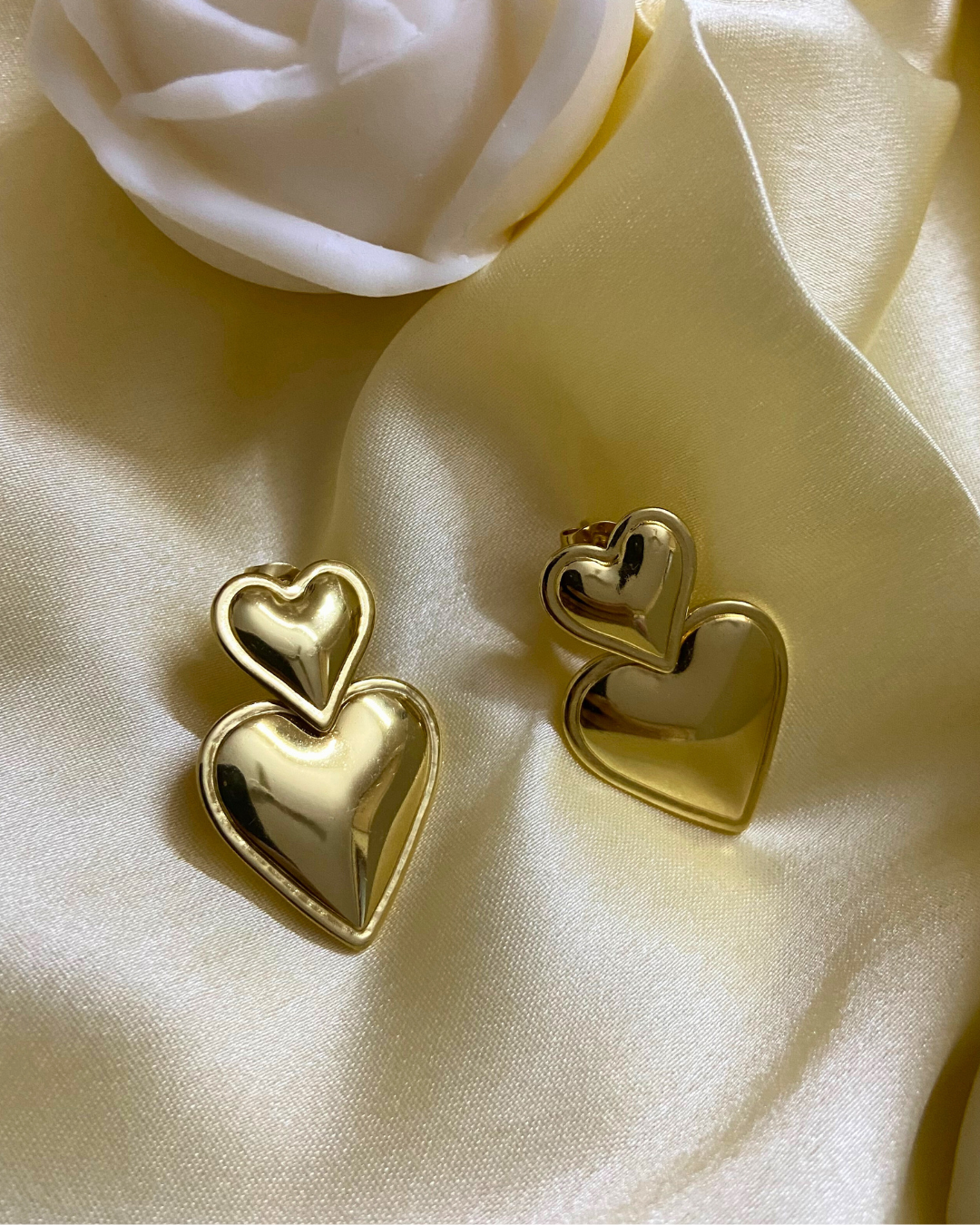 Heart Duo Earrings 18K Gold Plated