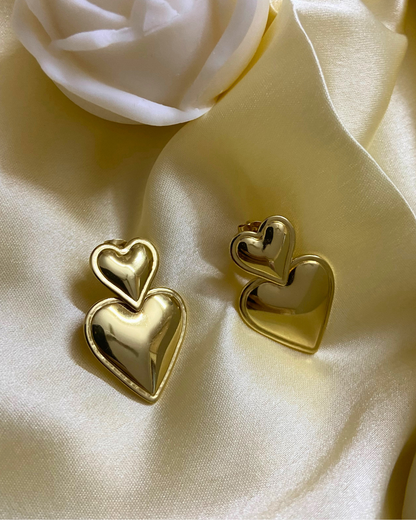 Heart Duo Earrings 18K Gold Plated