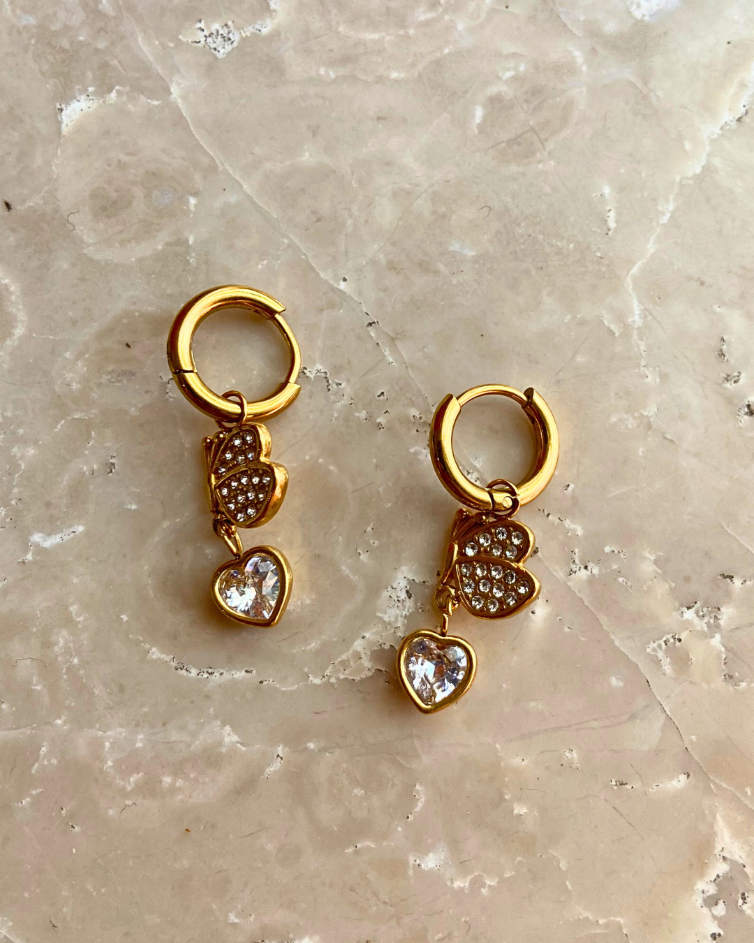 Butterfly Charm Earrings 18K Gold Plated