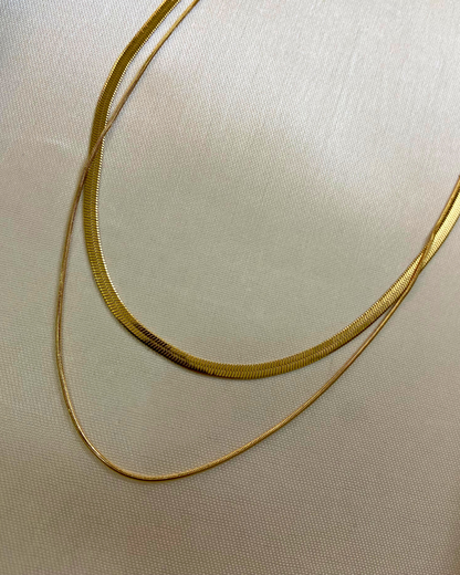 Minimal Layered Snake Chain- 18K Gold Plated
