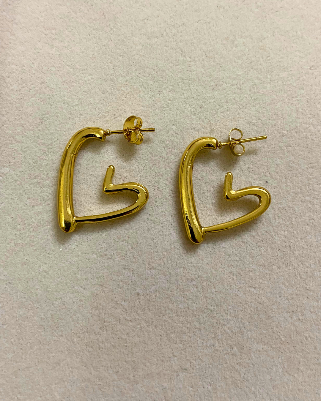 Open Heart Hoops- 18K Gold Plated