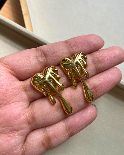 Heart Drip Earrings- 18K Gold Plated