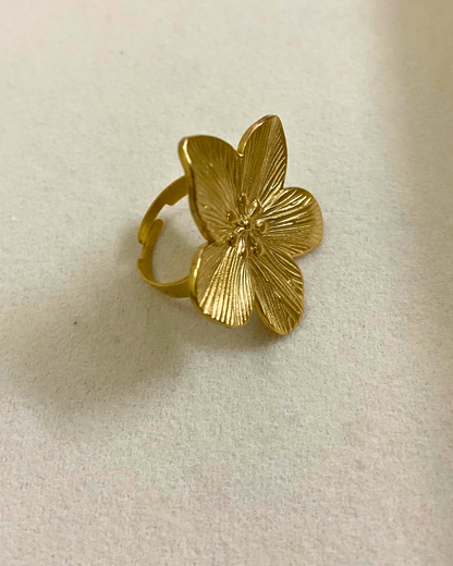 Textured Flora Ring- Adjustable