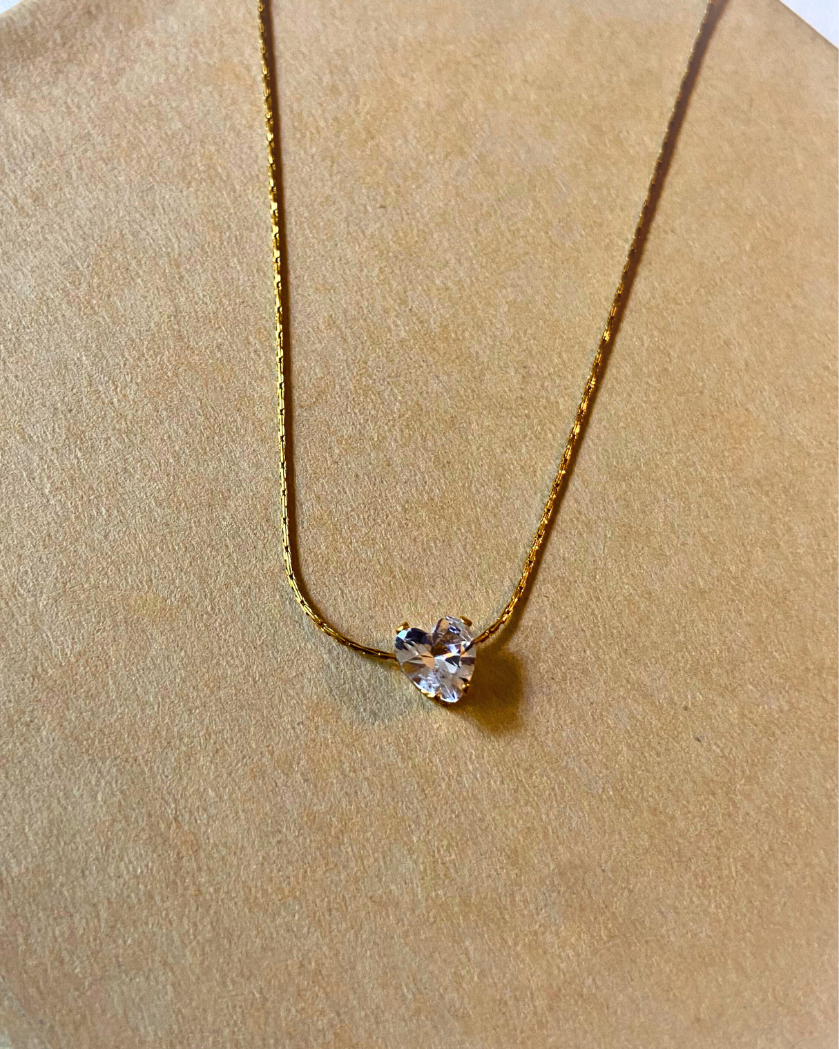 Petite Heart Solitaire Necklace 18k Gold Plated