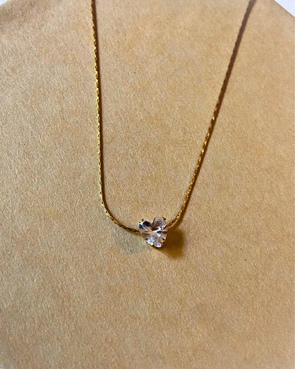 Petite Heart Solitaire Necklace 18k Gold Plated
