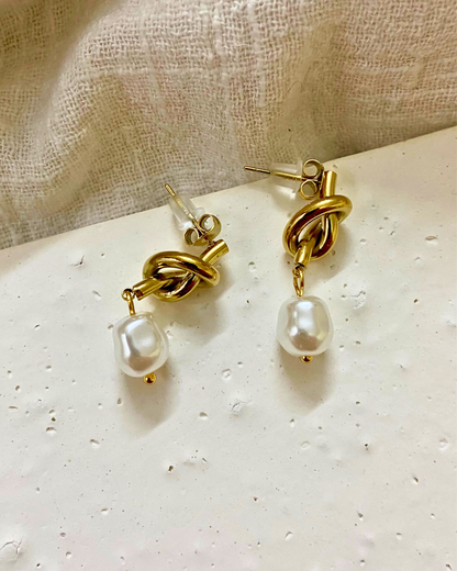 Lustrous Pearl Drops 18K Gold Plated