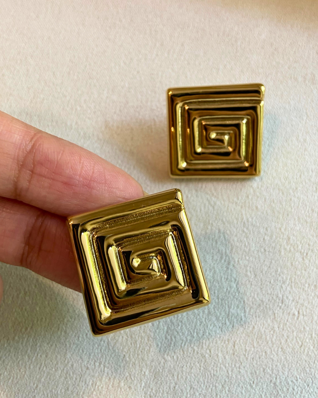 Riddle Statement Studs- 18K Gold Plated