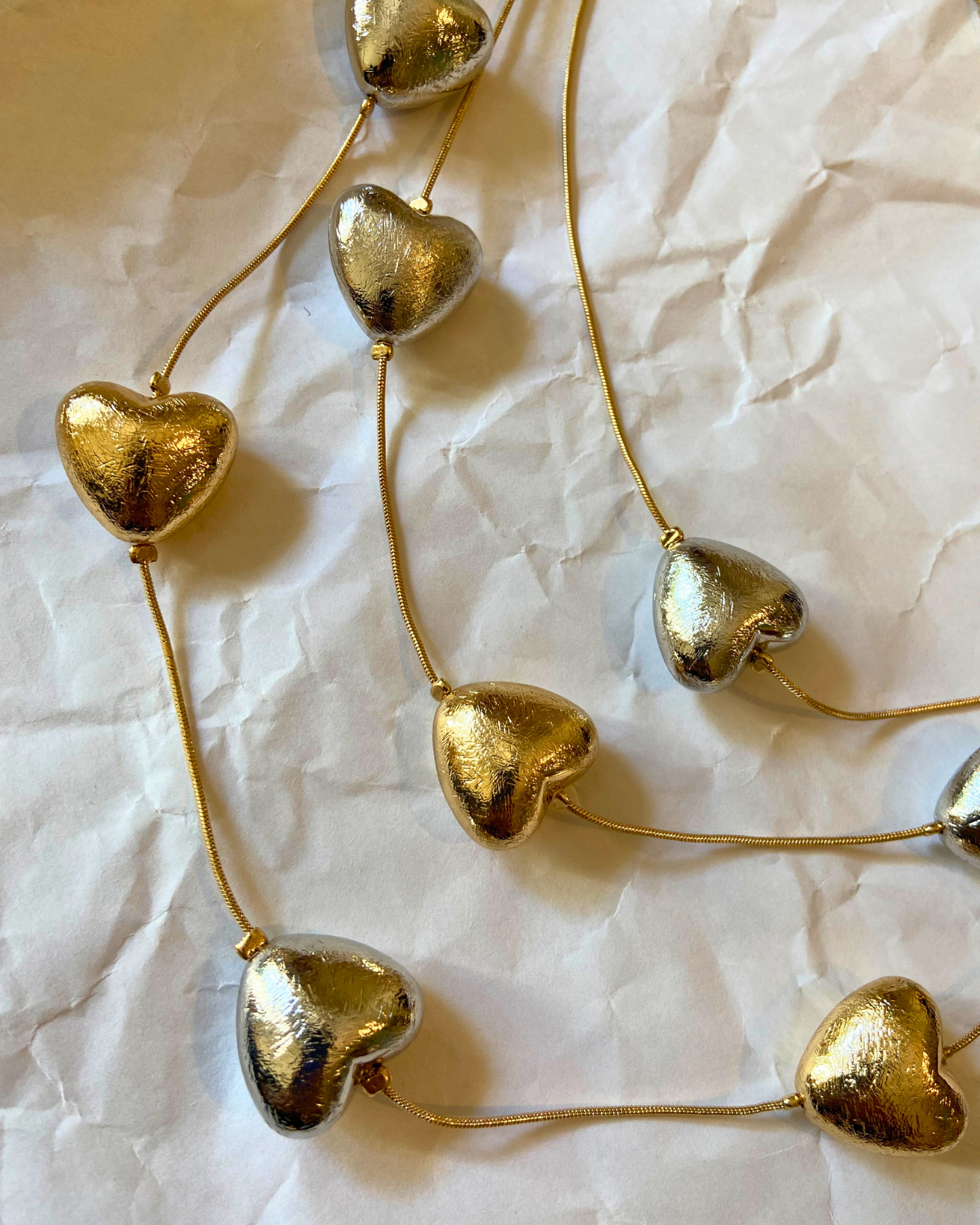 Silver & Gold Heart  Link Necklace