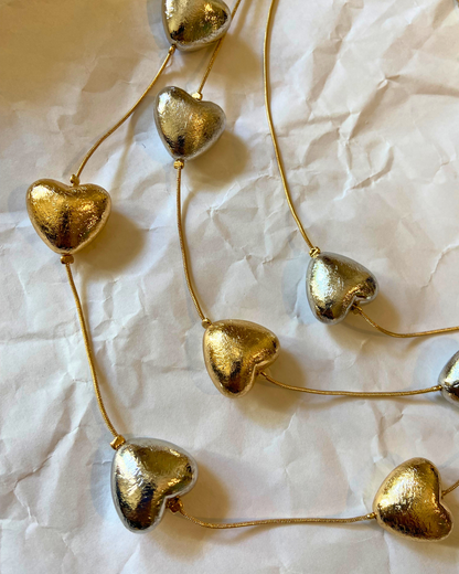 Silver & Gold Heart  Link Necklace