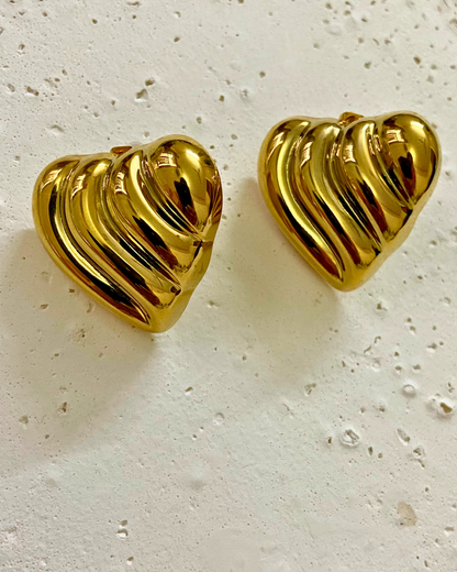 Blazing Heart Studs 18K Gold Plated
