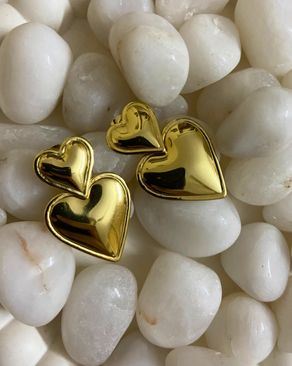 Heart Duo Earrings 18K Gold Plated
