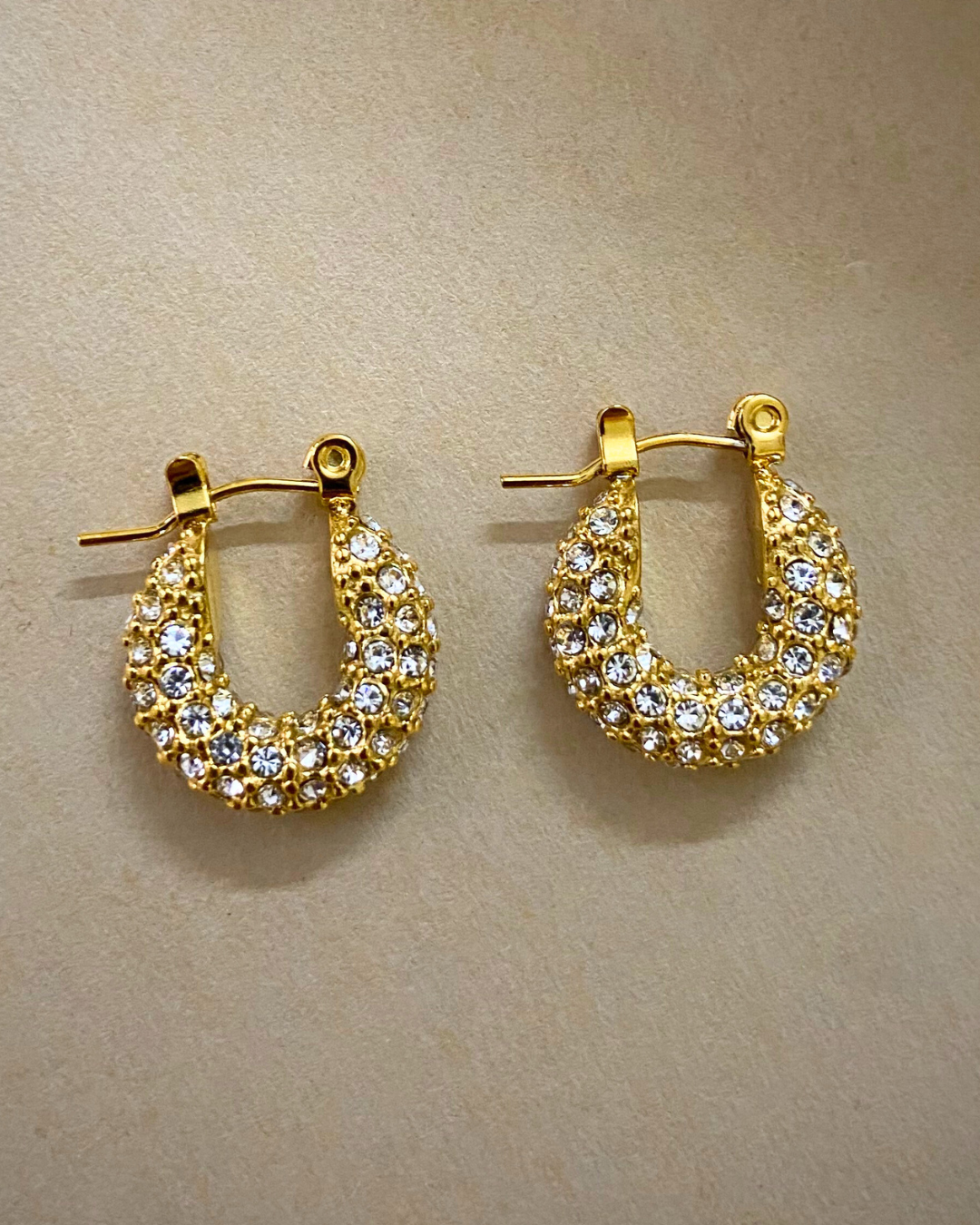 Zircon Studded Hug Hoops 18K Gold Plated