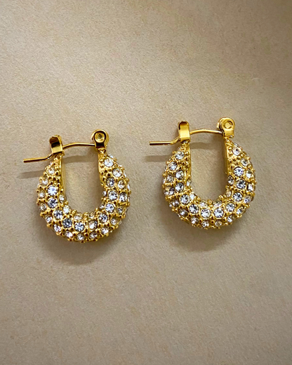 Zircon Studded Hug Hoops 18K Gold Plated
