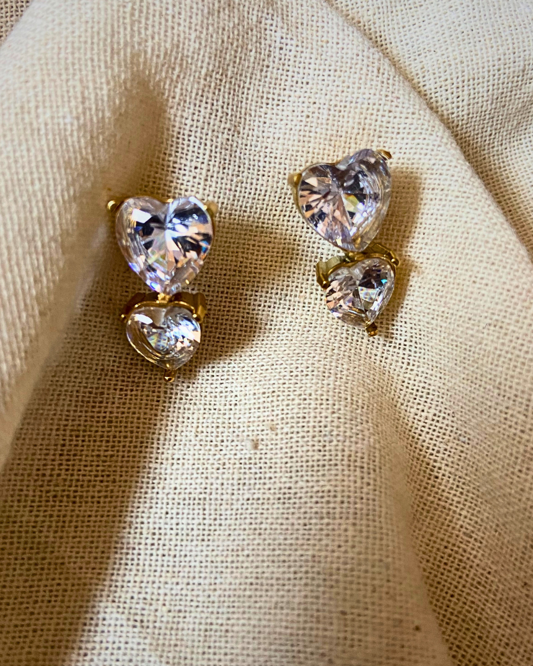 Duo Heart Solitaire Earrings