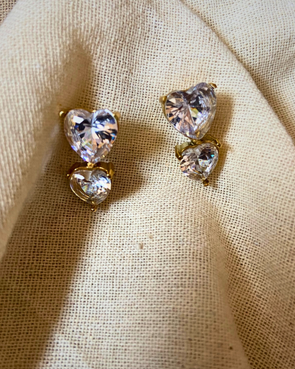 Duo Heart Solitaire Earrings