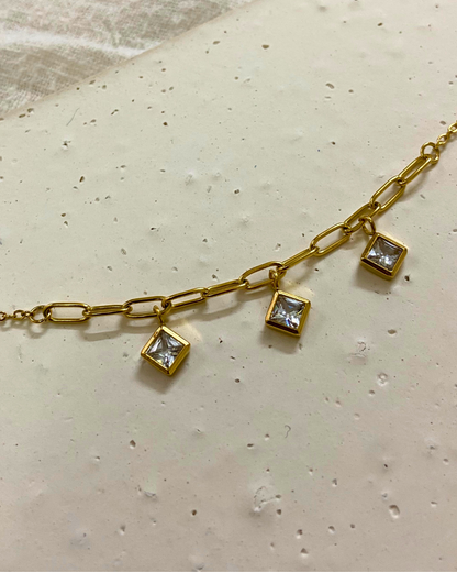 Crystal Charm Bracelet 18K Gold Plated