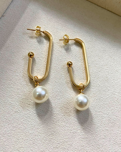 Pearl Dangle Earrings- 18K Gold Plated