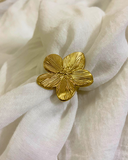 Textured Flora Ring- Adjustable