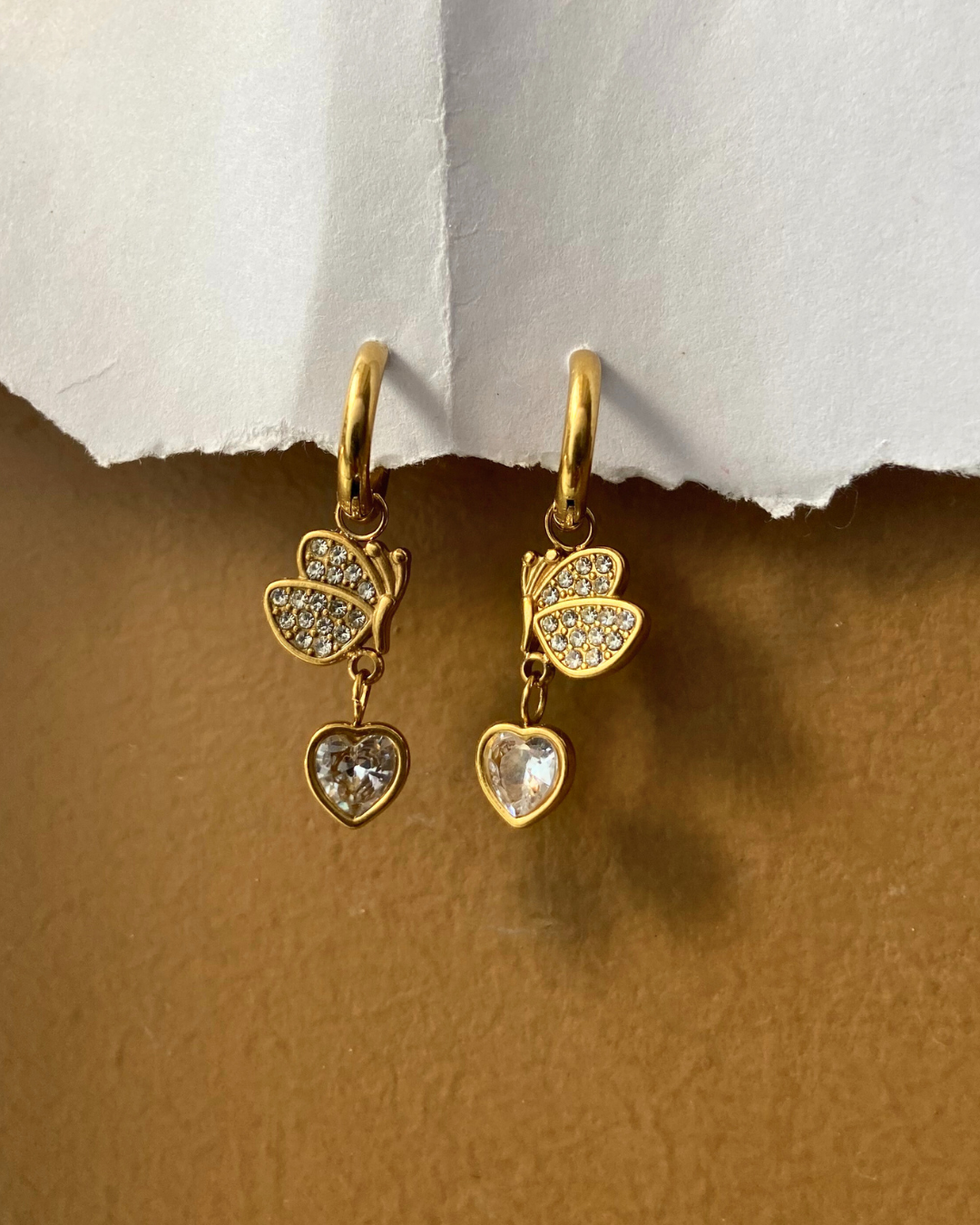 Butterfly Charm Earrings 18K Gold Plated