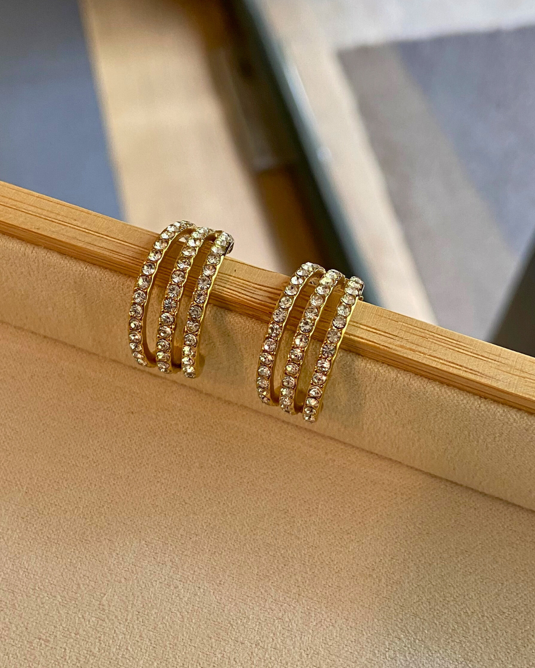 Crystal Bloom Earrings- 18K Gold Plated