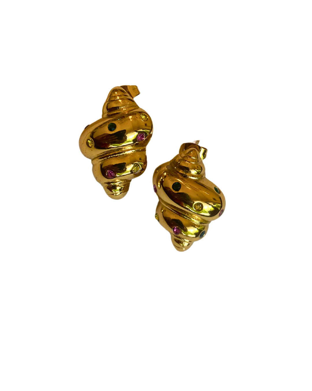 Studded Croissant Earrings 18K Gold Plated