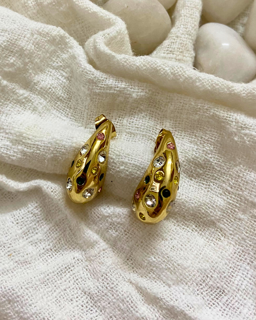 Multi Studded Drops 18K Gold Plated