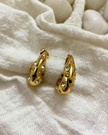 Multi Studded Drops 18K Gold Plated