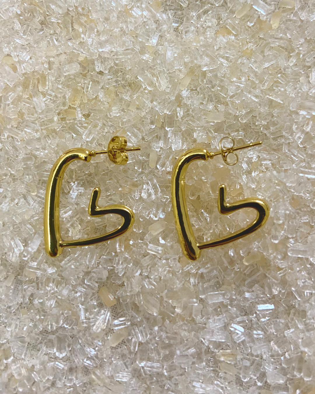 Open Heart Hoops- 18K Gold Plated