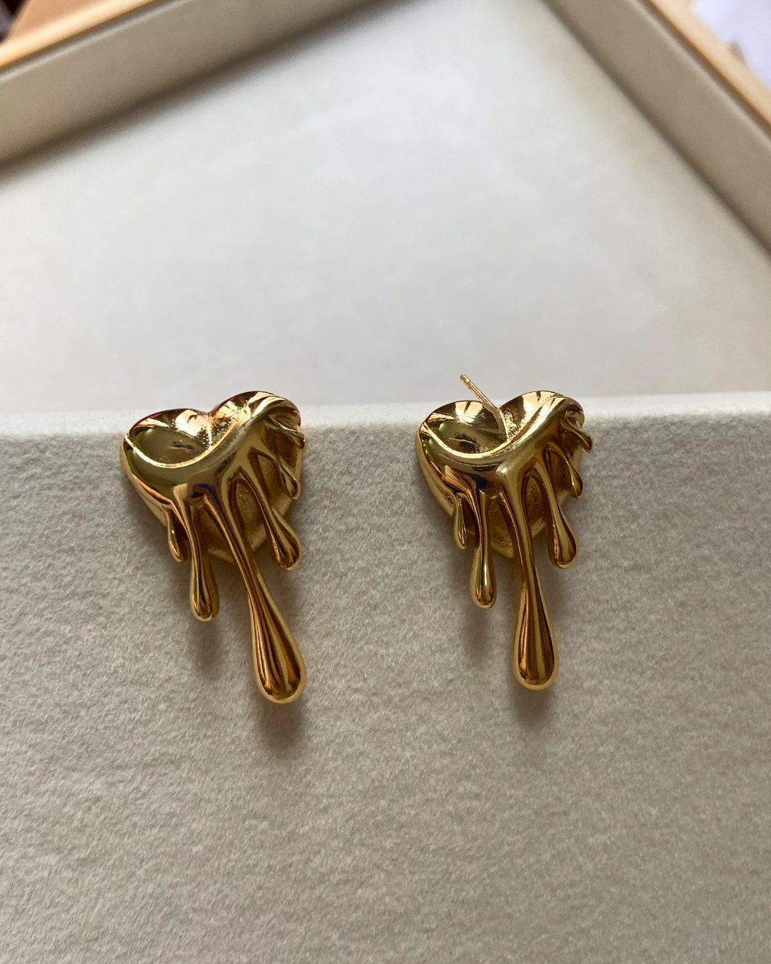 Heart Drip Earrings- 18K Gold Plated