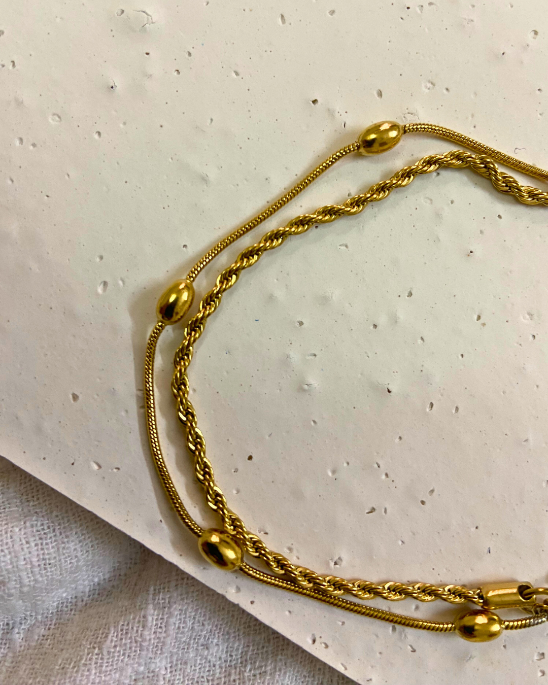 Twin Pleats Bracelet 18K Gold Plated