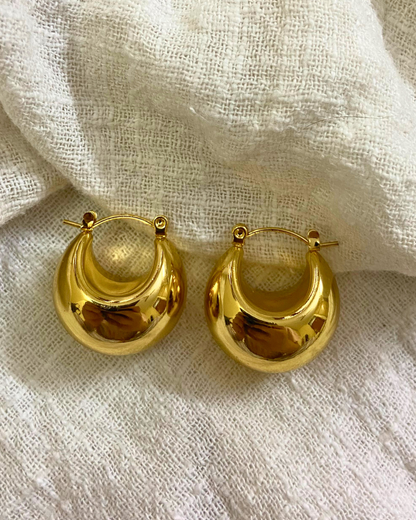 Dome Statement Hoops- 18K Gold Plated