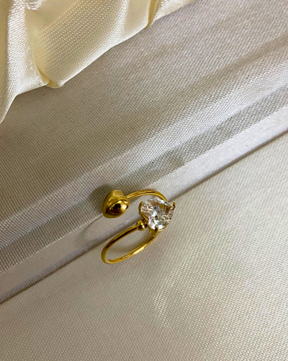 Minimal Heart Duo Ring- Adjustable