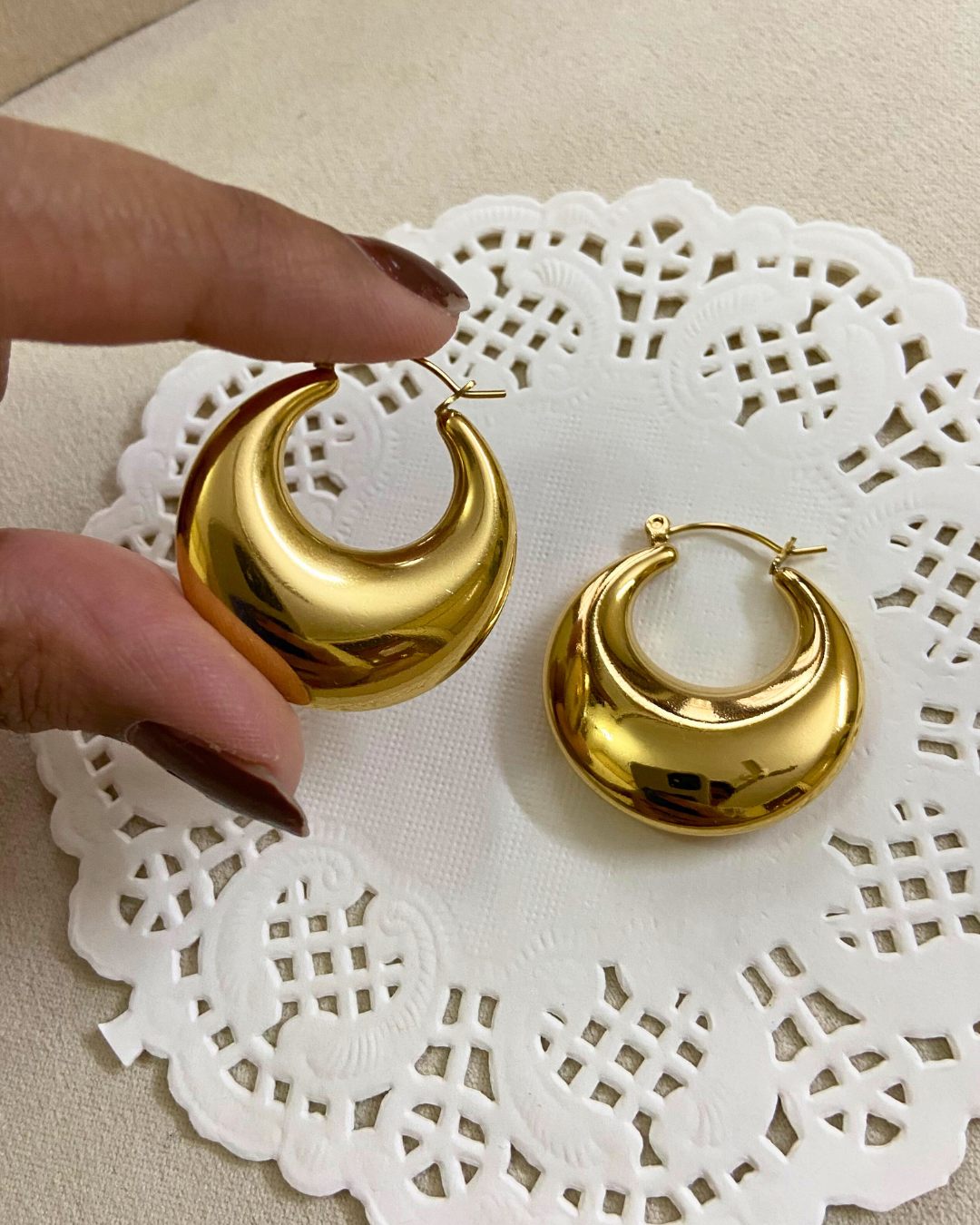 Gold Round Hoops(Large)- 18K Gold Plated
