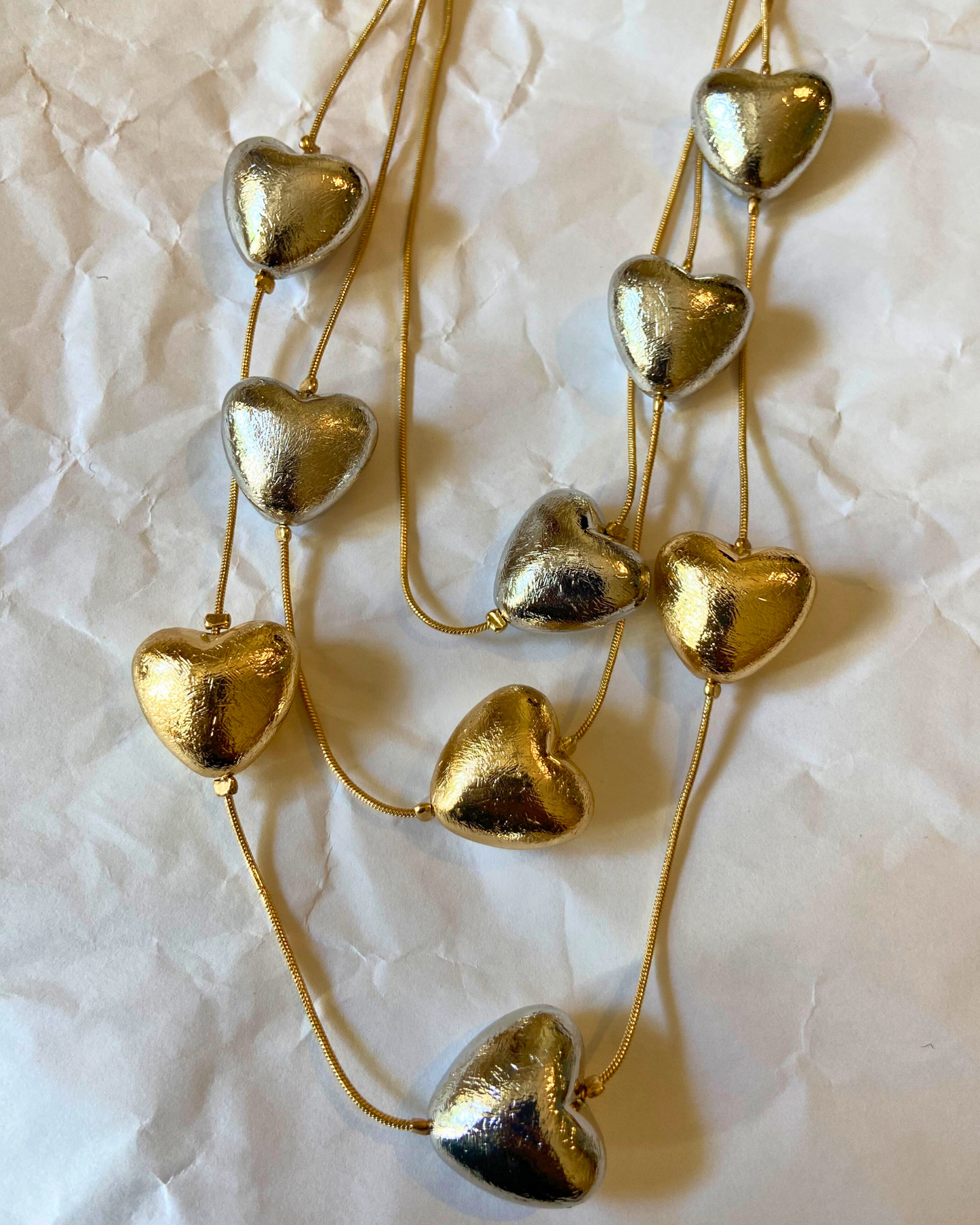 Silver & Gold Heart  Link Necklace