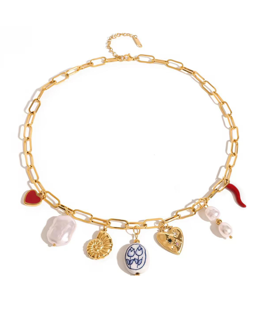 Bloom and Breeze Charm Necklace- 18K Gold Plated